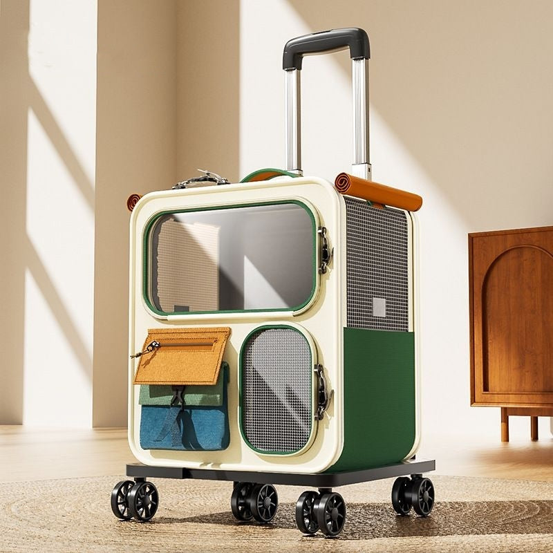 Large Capacity Pet Carrier Backpack With Luggage Design